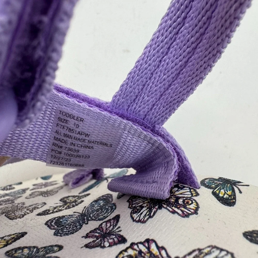 New Little Kids Wave Zone Purple Butterfly‎ Strappy Comfort Sandals Size 10 C